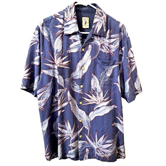 Jamaica Jaxx Men's M Silk Hawaiian Aloha Silk Shirt Bird of Paradise Print - Picture 1 of 7